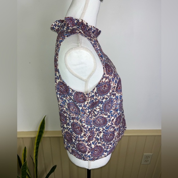 NWT J.Crew Fleur Cotton Paisley Top XS Button Back Cottagecore Romantic Ruffle - Picture 8 of 12